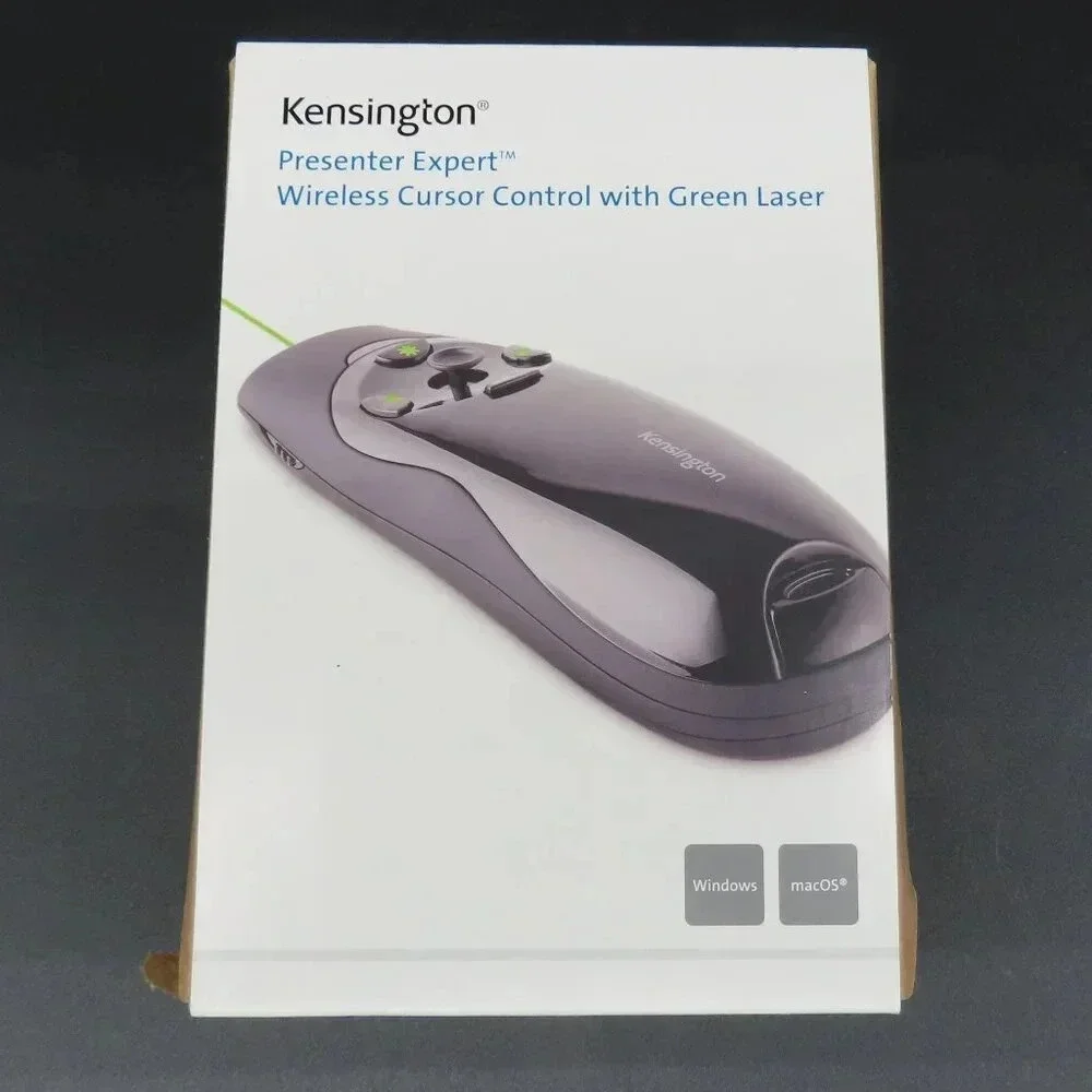 Kensington Expert Wireless Presenter with Green Laser Pointer and Cursor Control